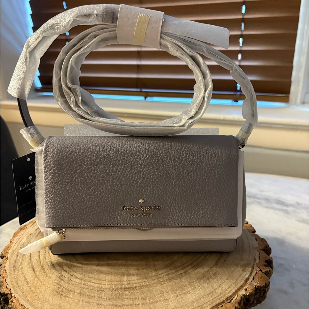 Kate Spade Gray Pebbled Leather Crossbody